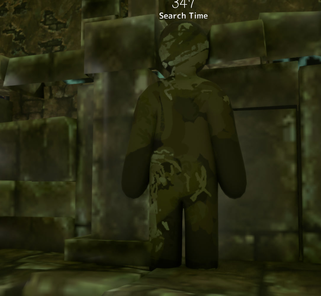 Meccha Chameleon: a camouflaged chameleon blending into mossy stone walls